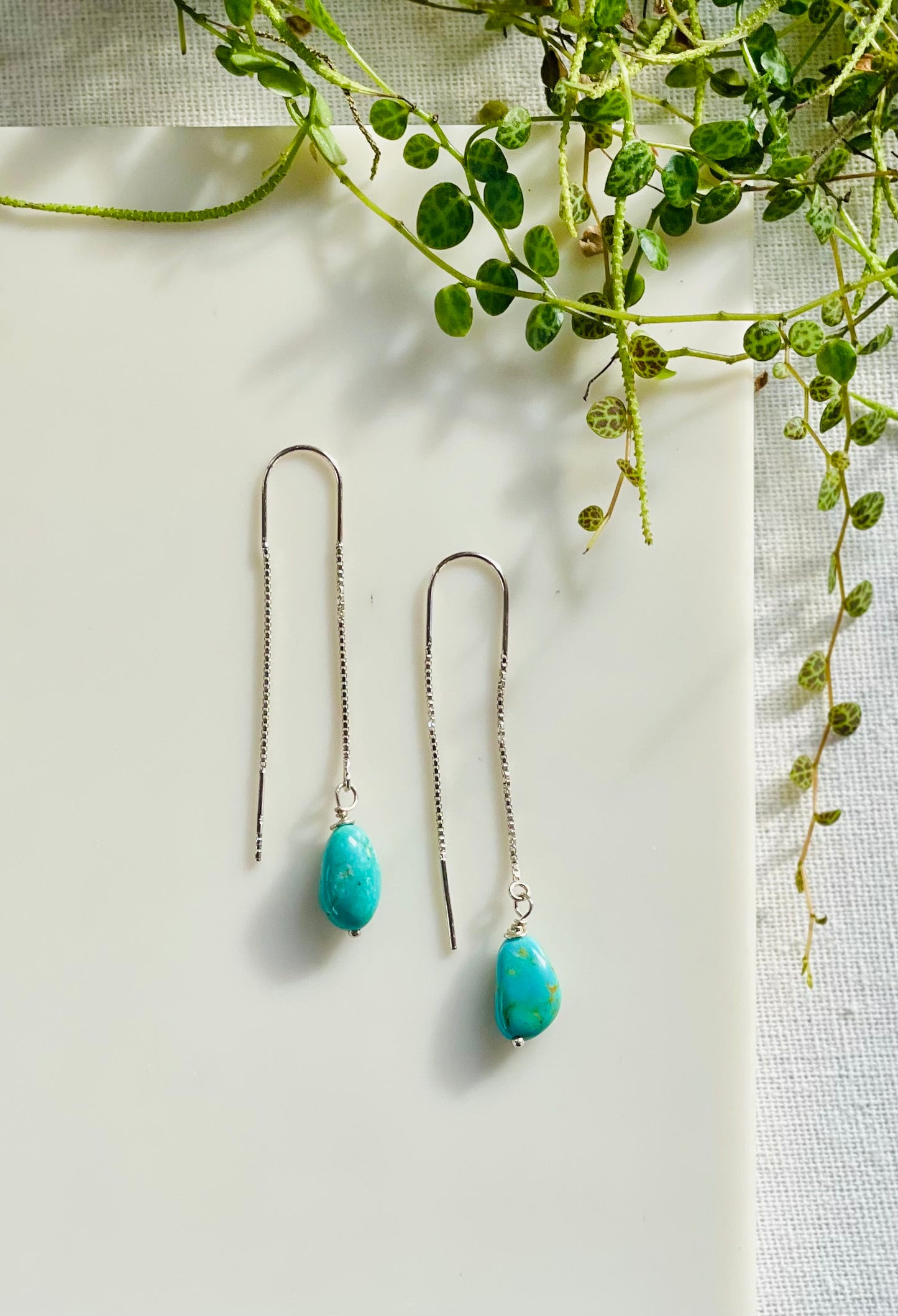 Turquoise Nugget Threader Earrings