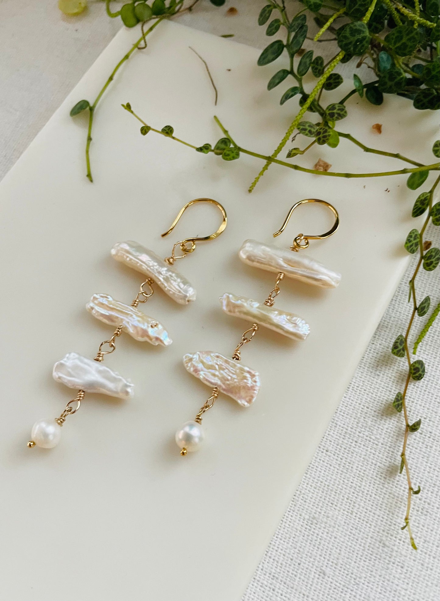 Stick Pearl Dangle Earrings