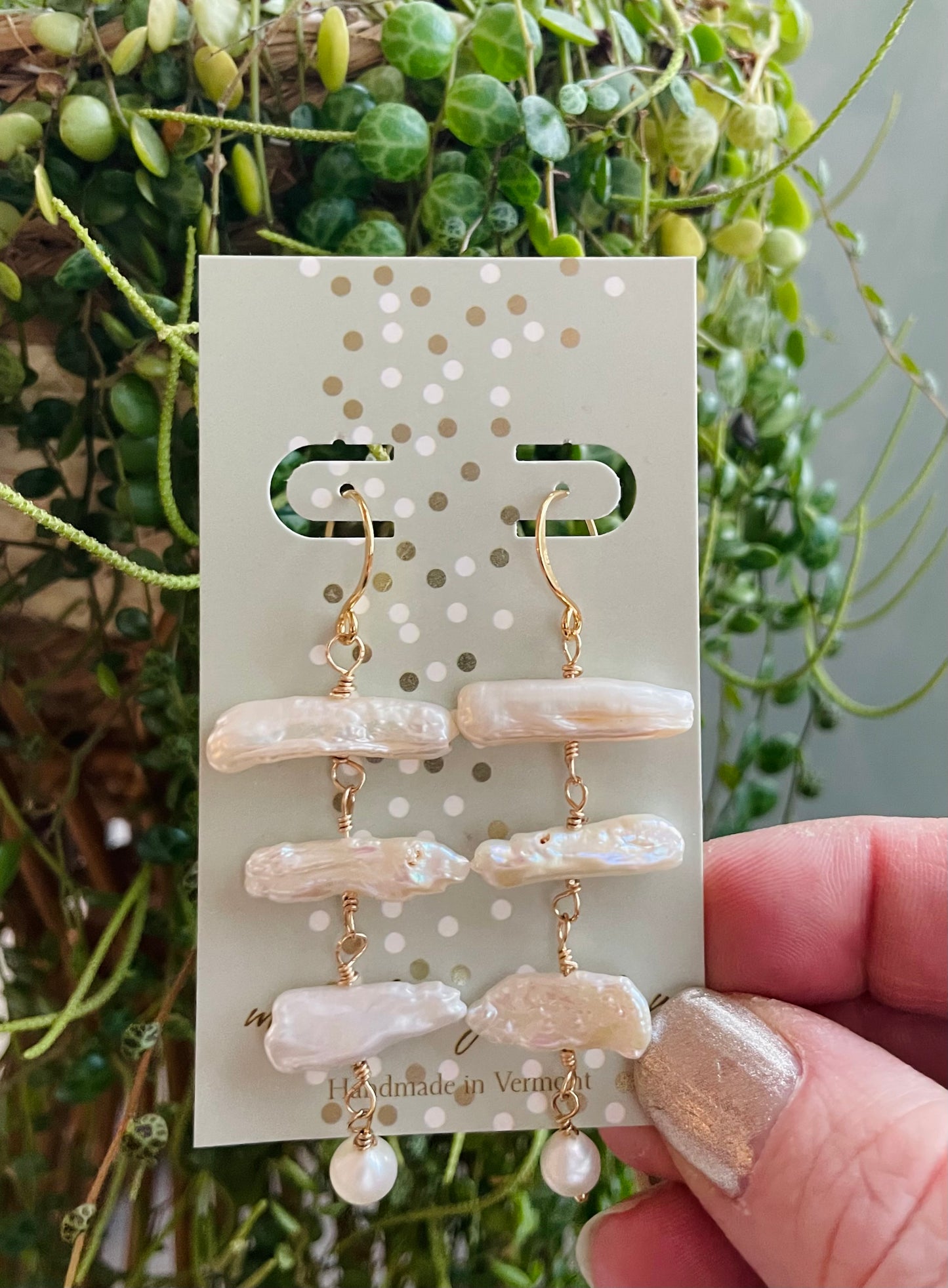 Stick Pearl Dangle Earrings