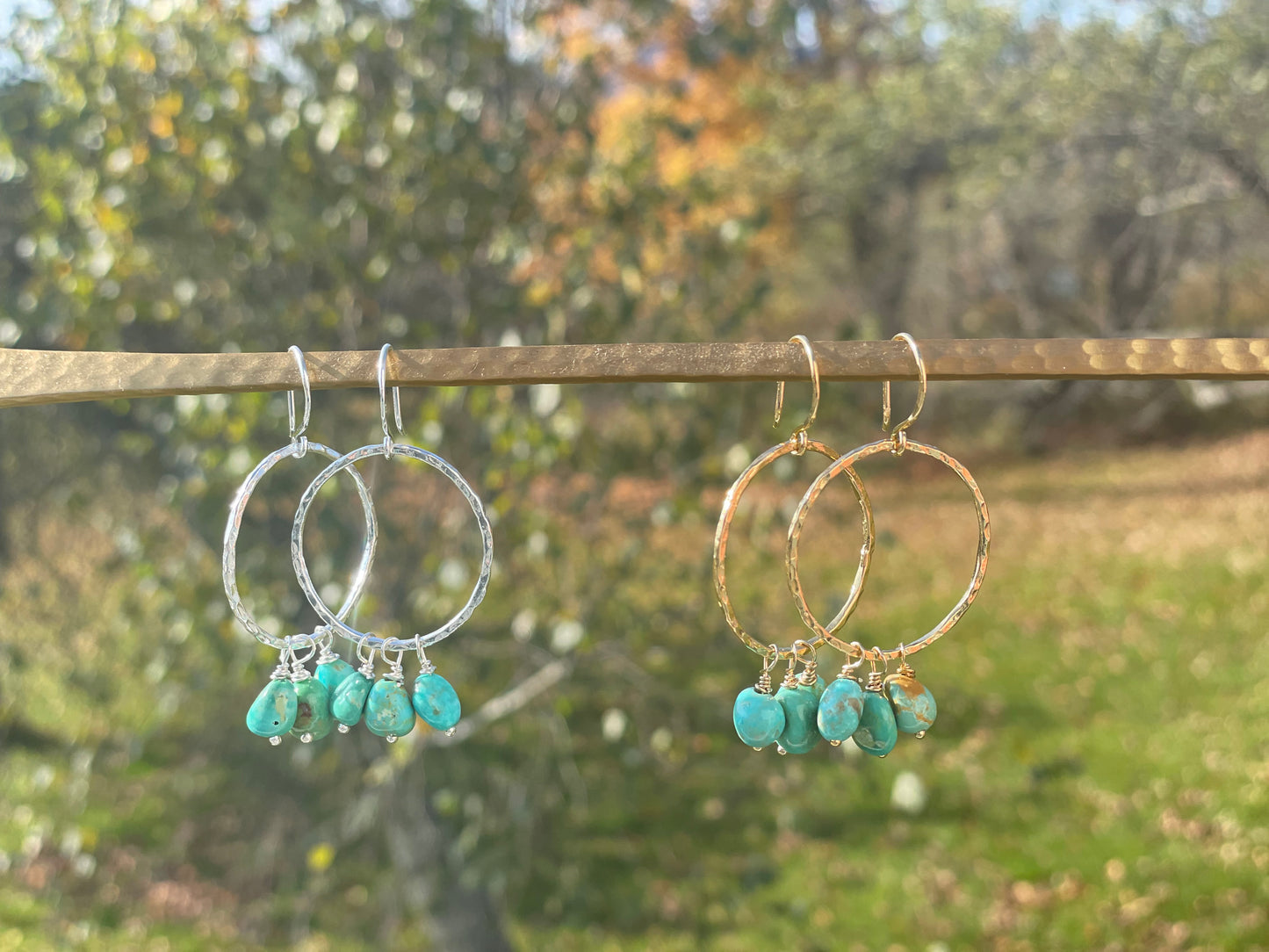 Large Turquoise Nugget Hoops
