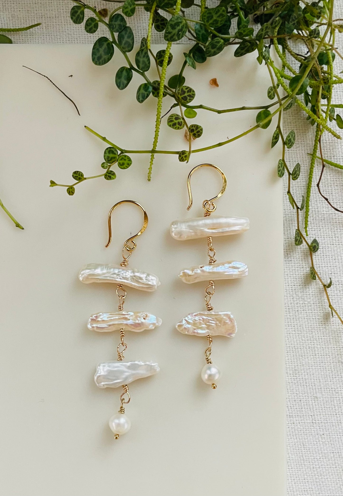 Stick Pearl Dangle Earrings
