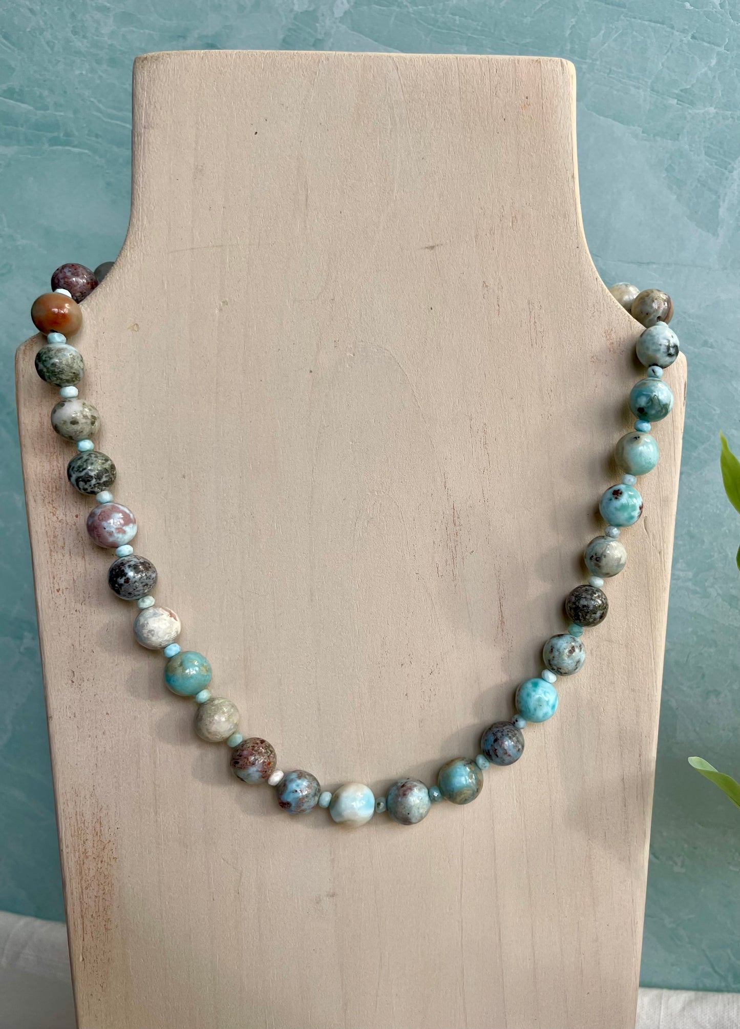 Beaded Larimar Statement Necklace