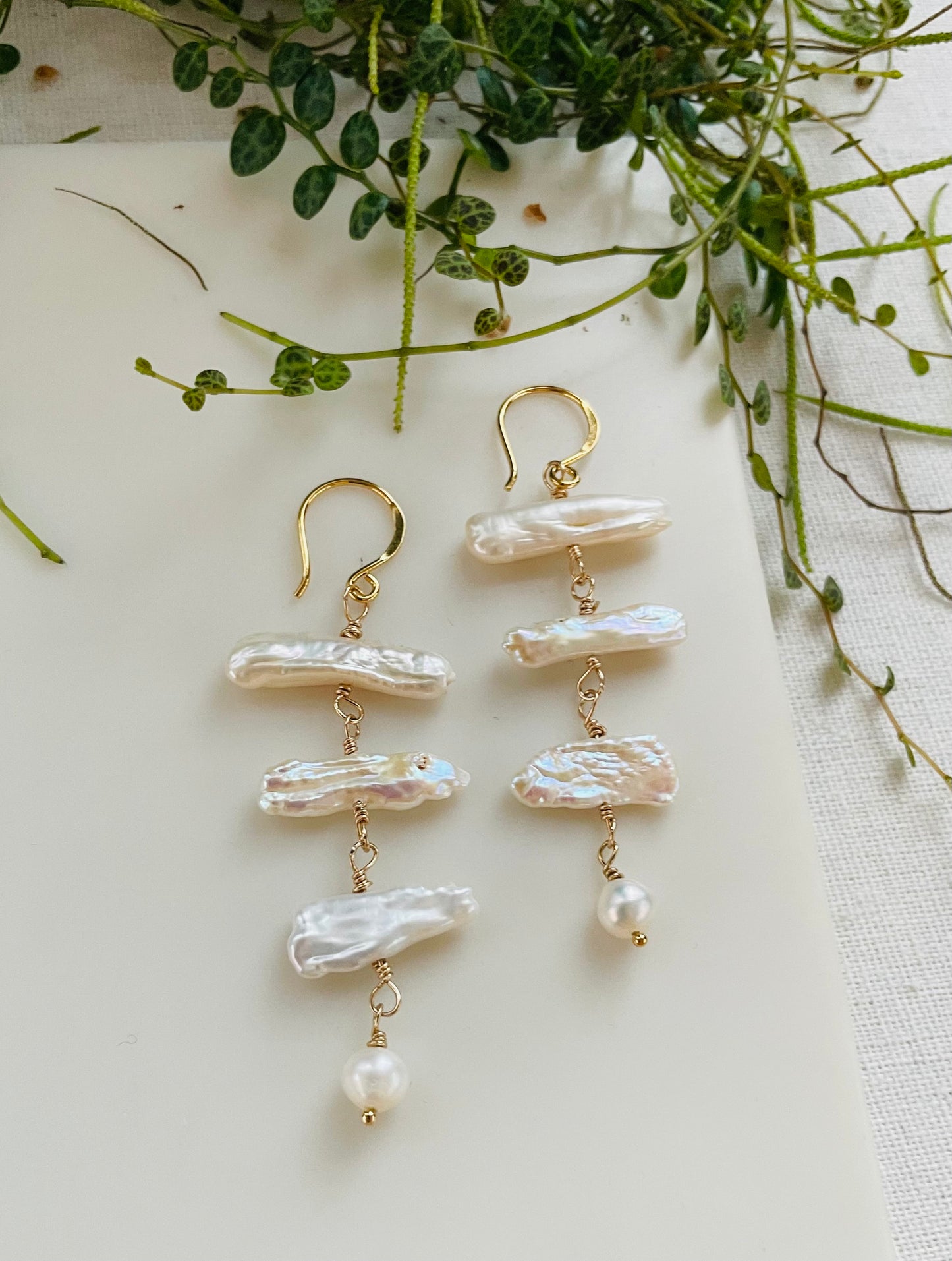 Stick Pearl Dangle Earrings