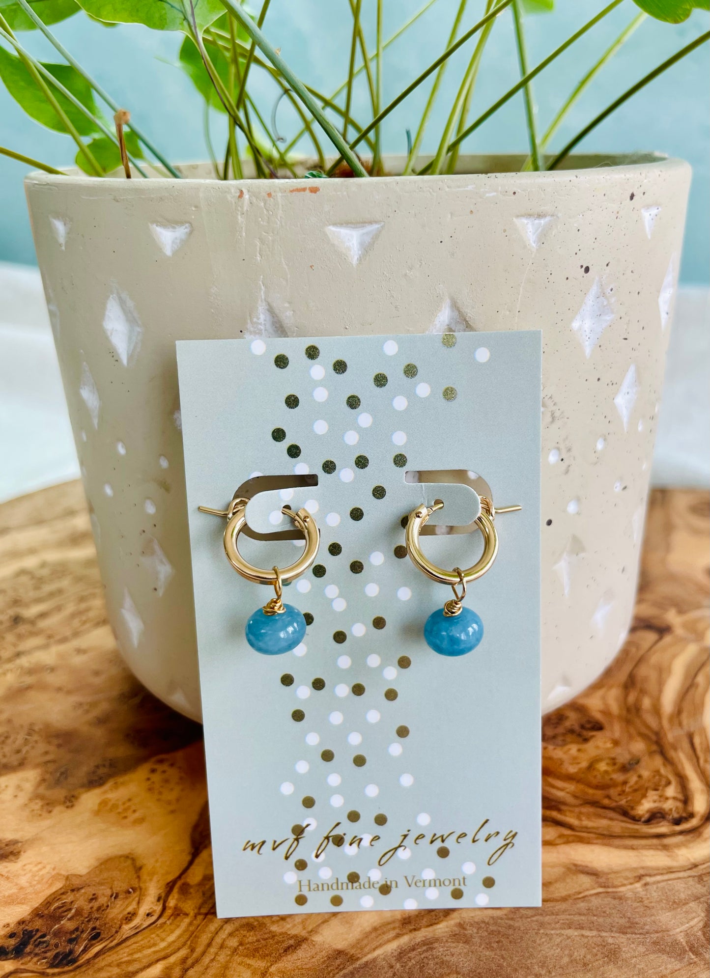 Gemstone Drop Huggie Earrings