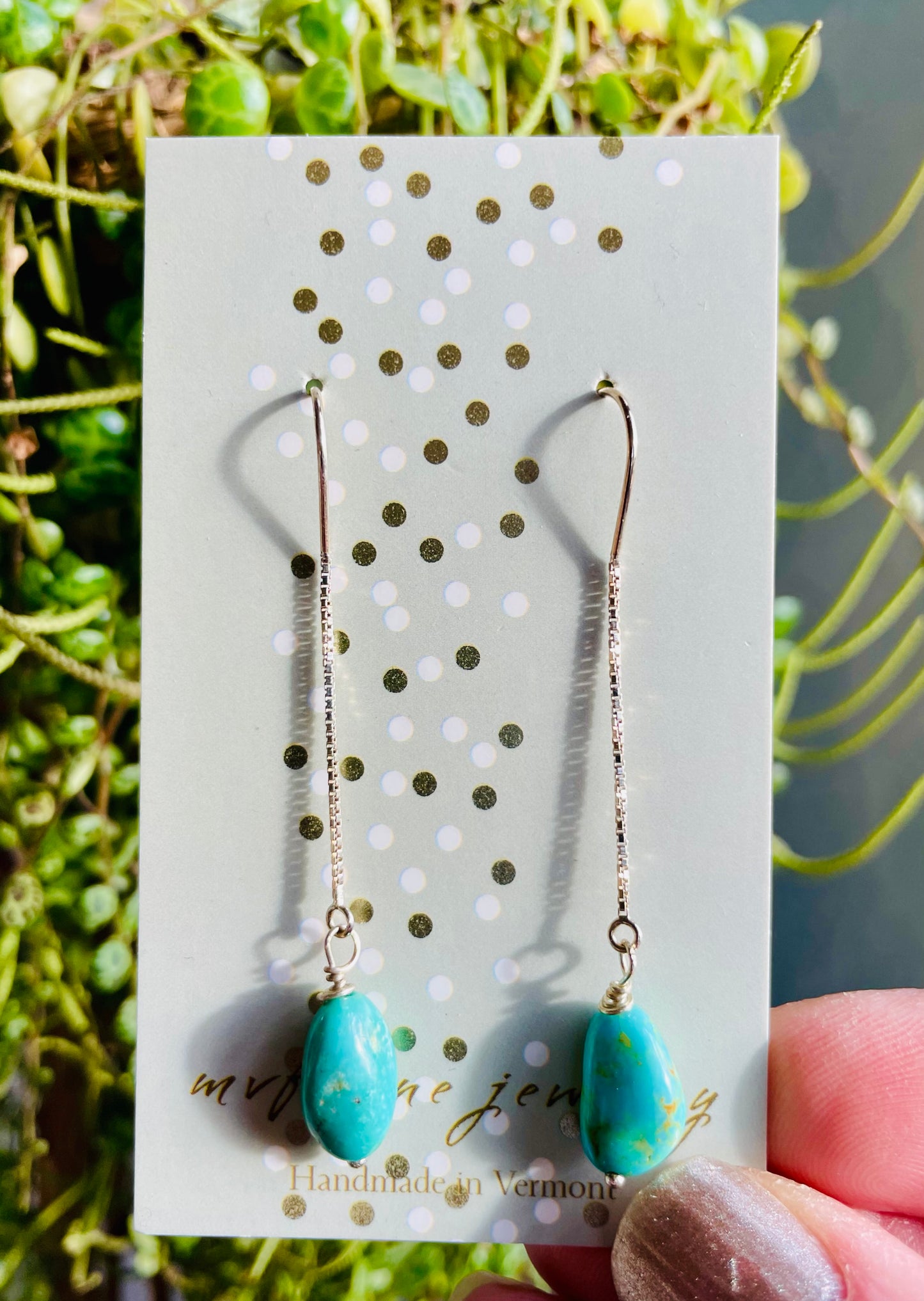 Turquoise Nugget Threader Earrings