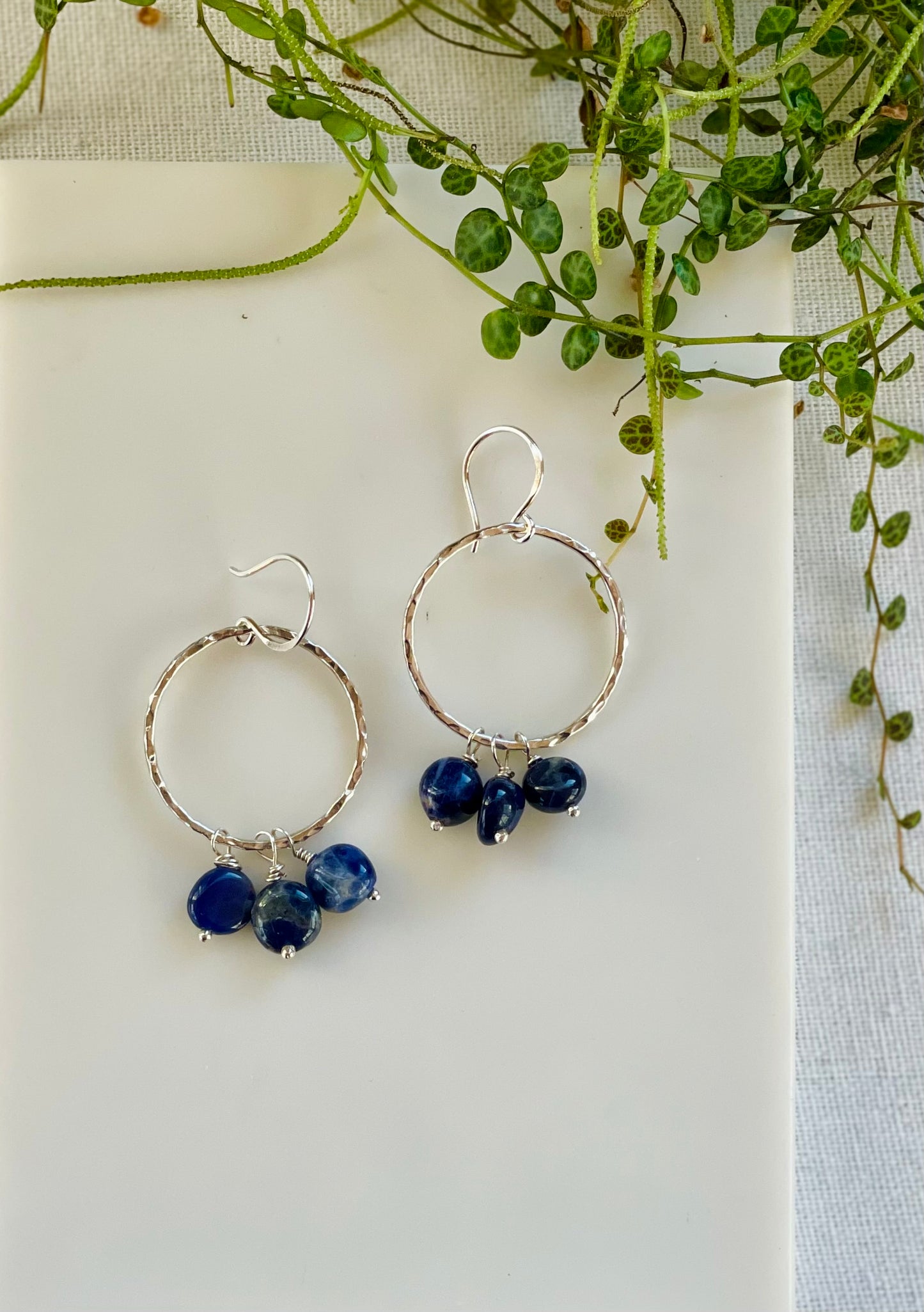 Large Lapis Nugget Hoops