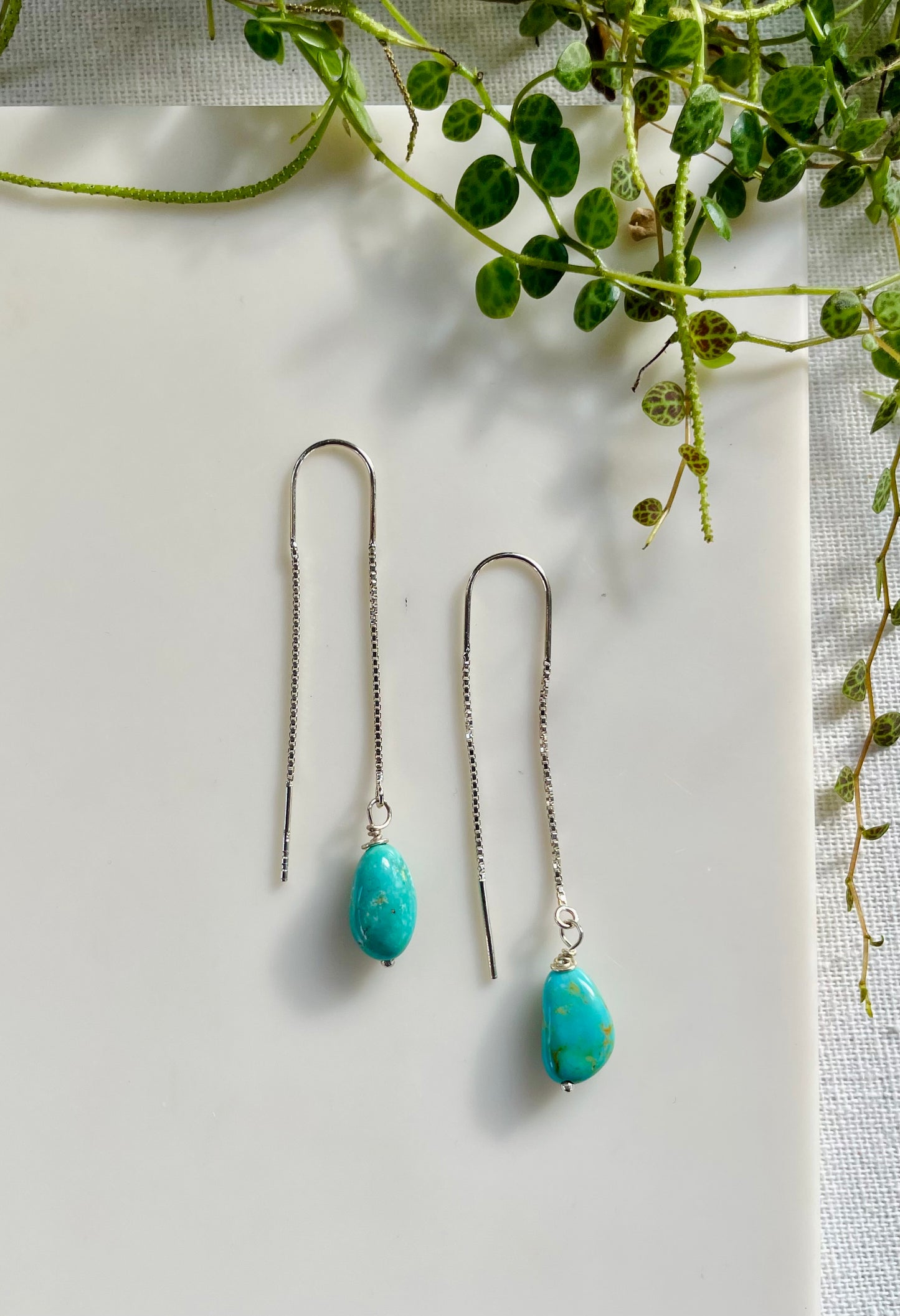 Turquoise Nugget Threader Earrings
