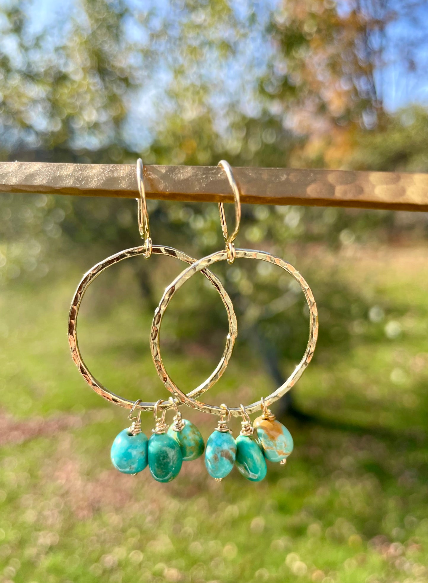 Large Turquoise Nugget Hoops