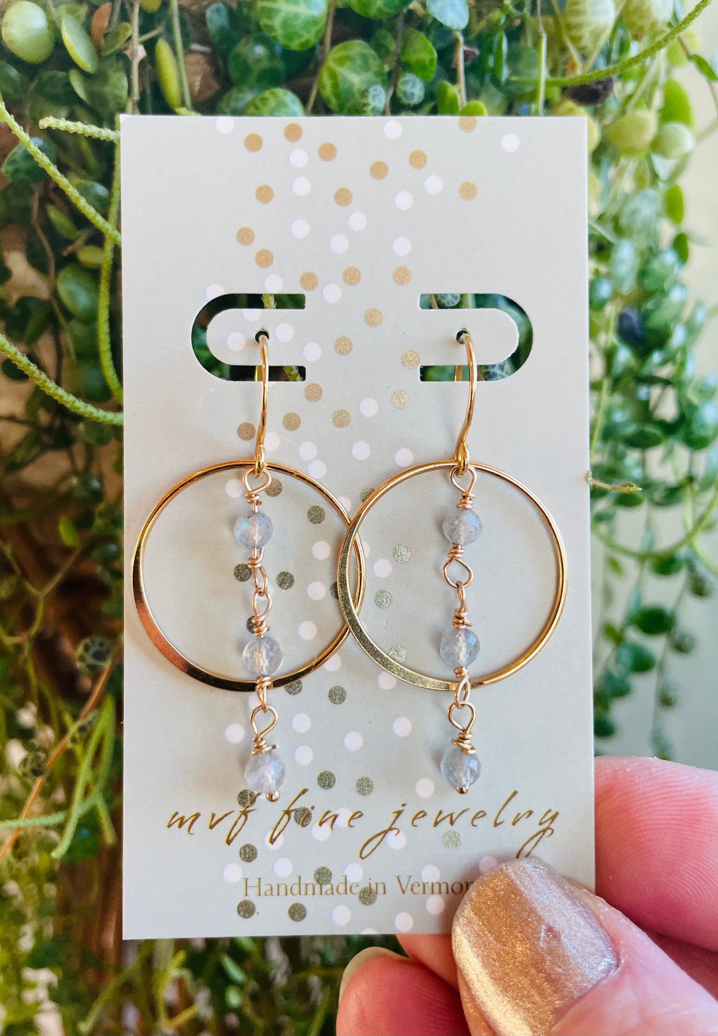 String of Labradorite Hoop Earrings