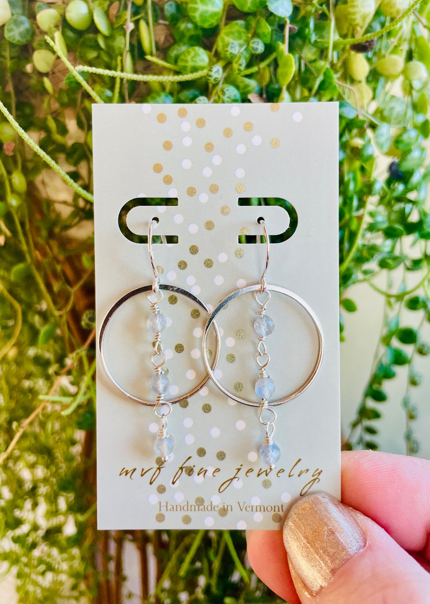 String of Labradorite Hoop Earrings