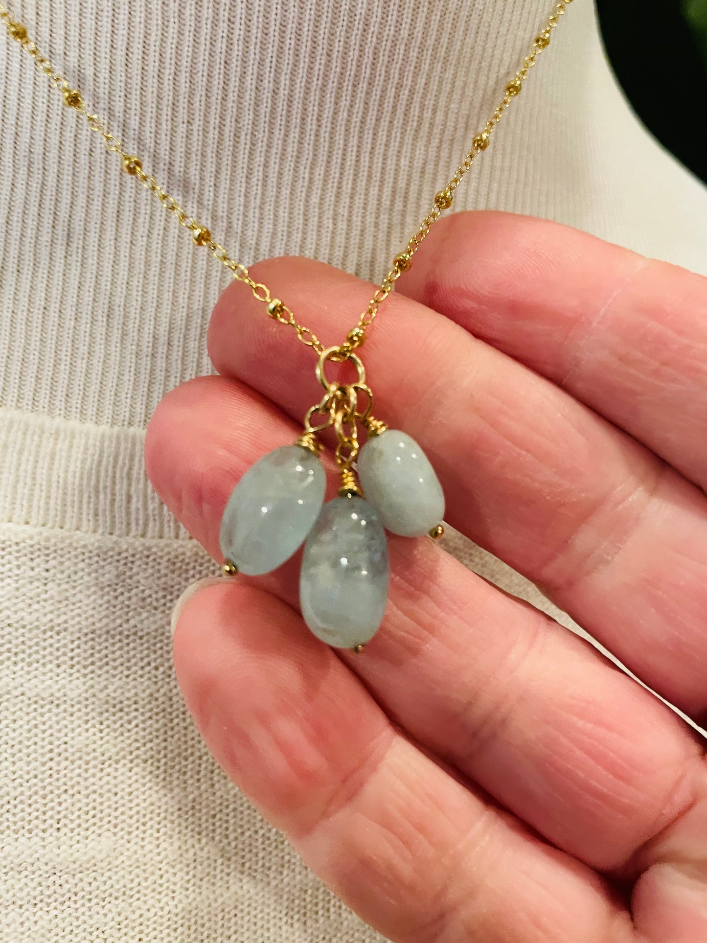 Aquamarine Cluster Necklace