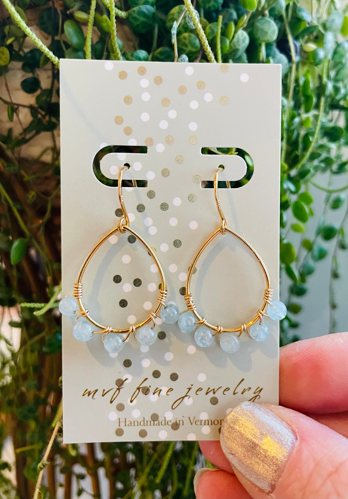 Aquamarine and Gold Teardrops
