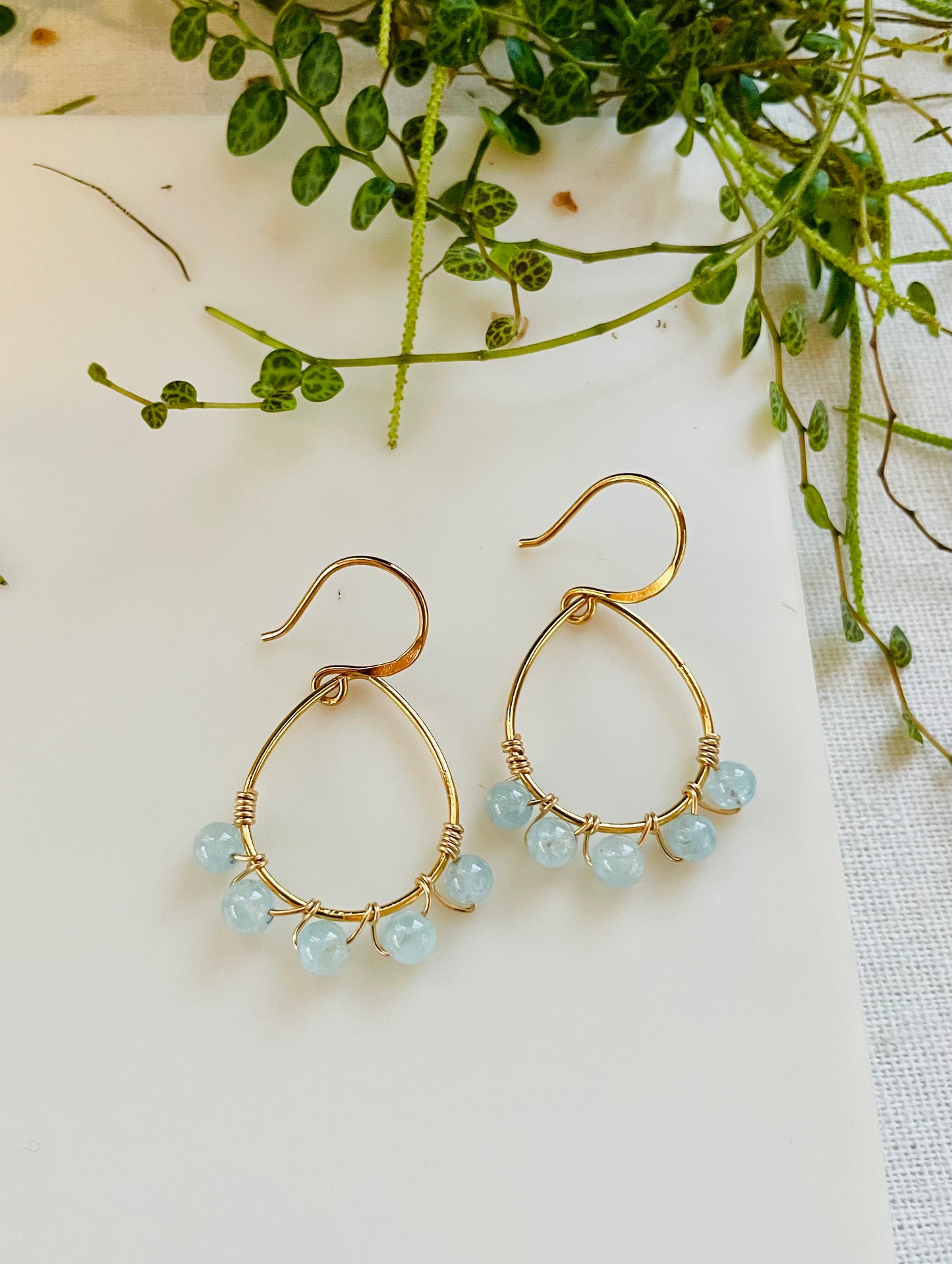 Aquamarine and Gold Teardrops