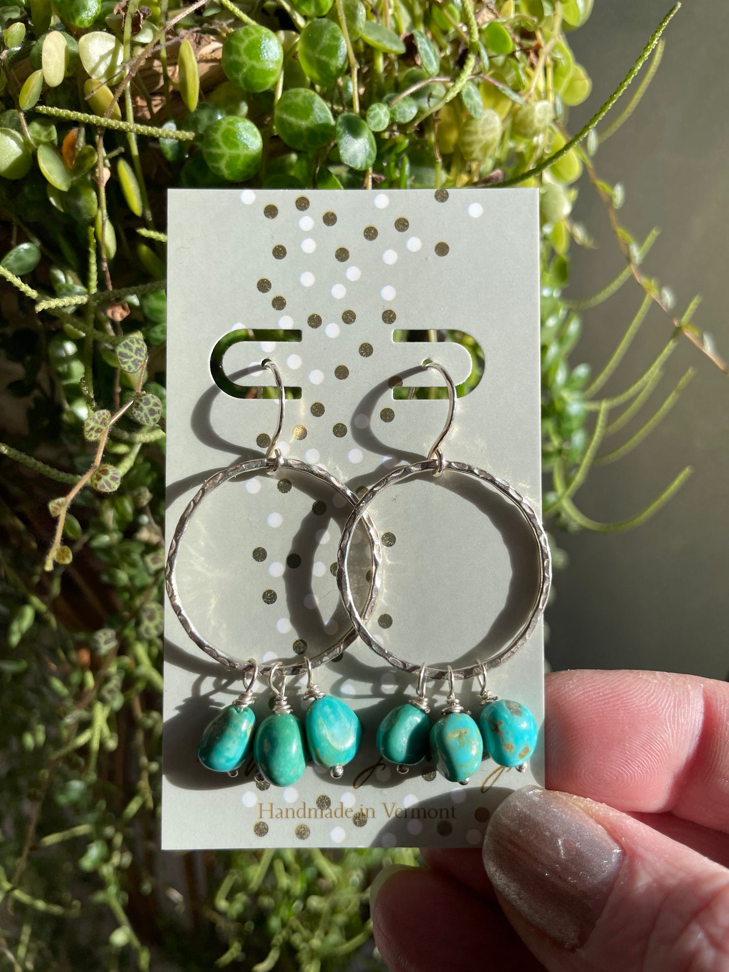 Large Turquoise Nugget Hoops
