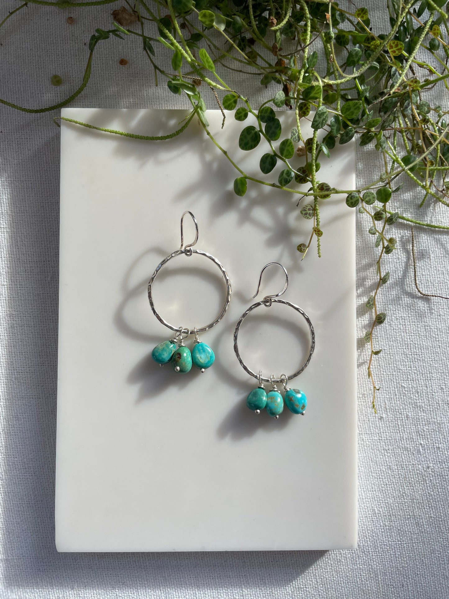 Large Turquoise Nugget Hoops