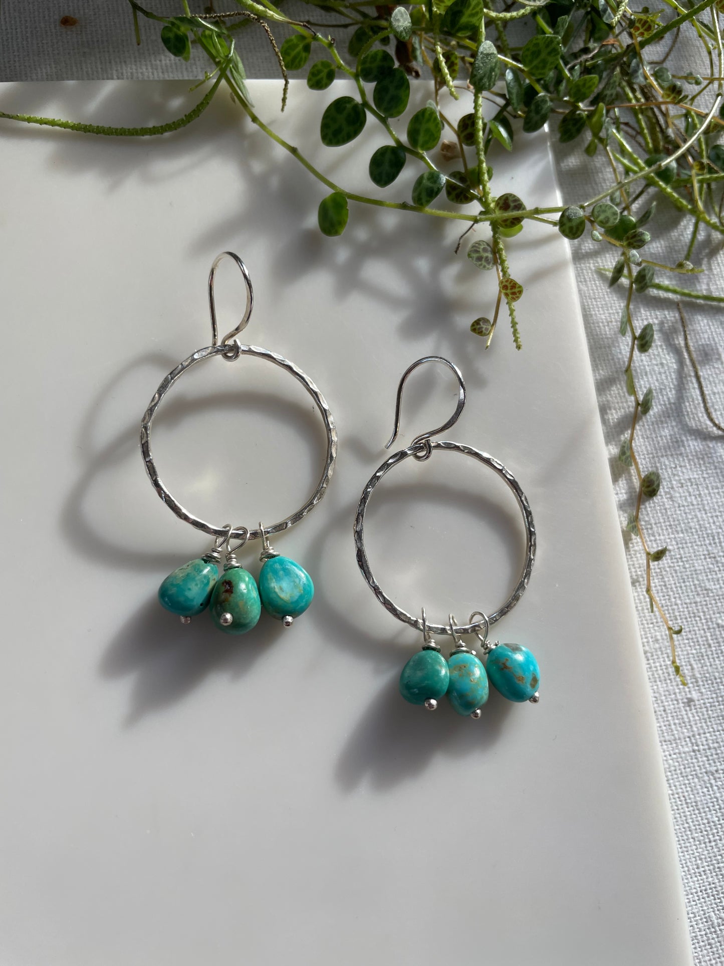 Large Turquoise Nugget Hoops