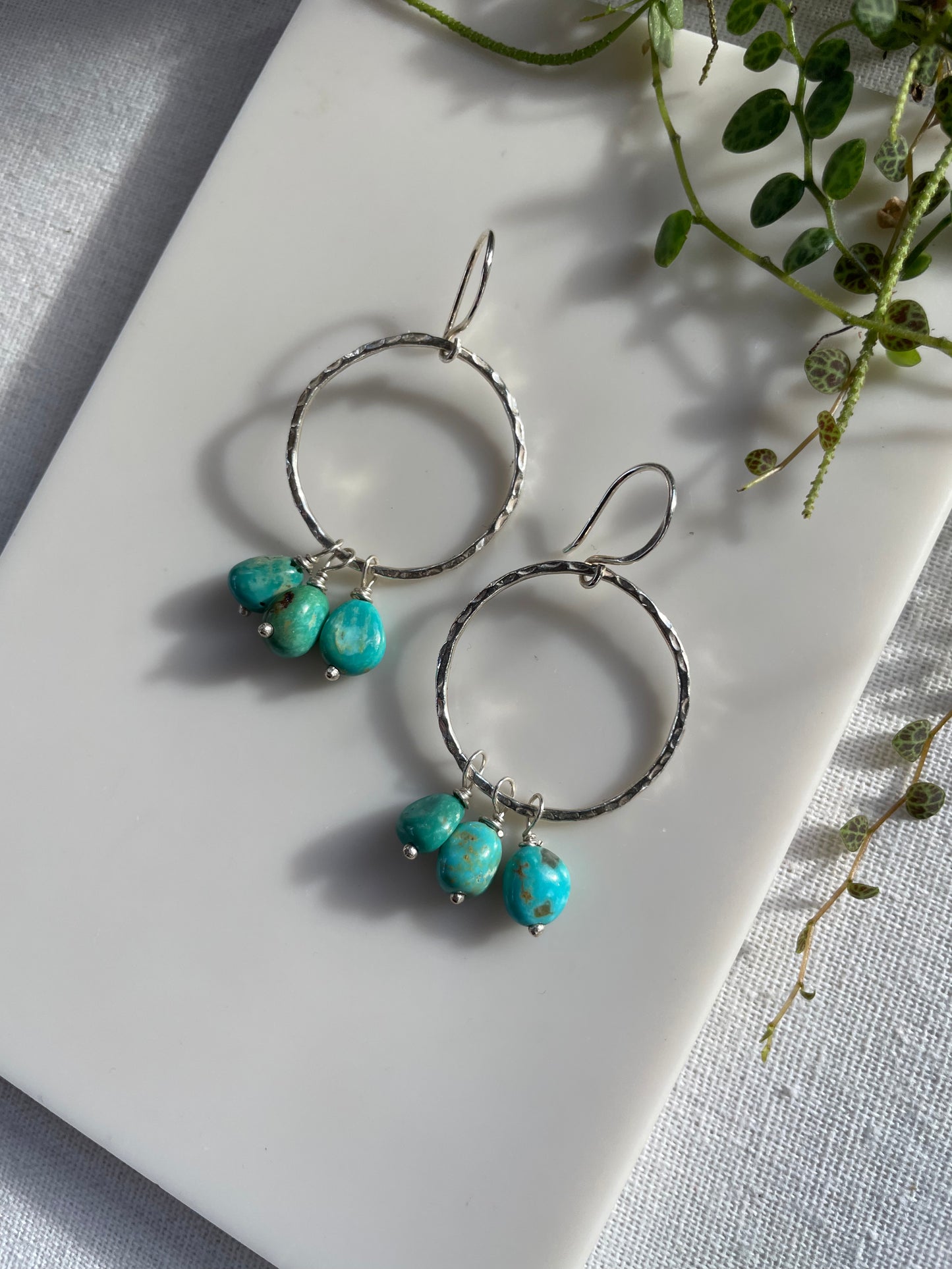 Large Turquoise Nugget Hoops
