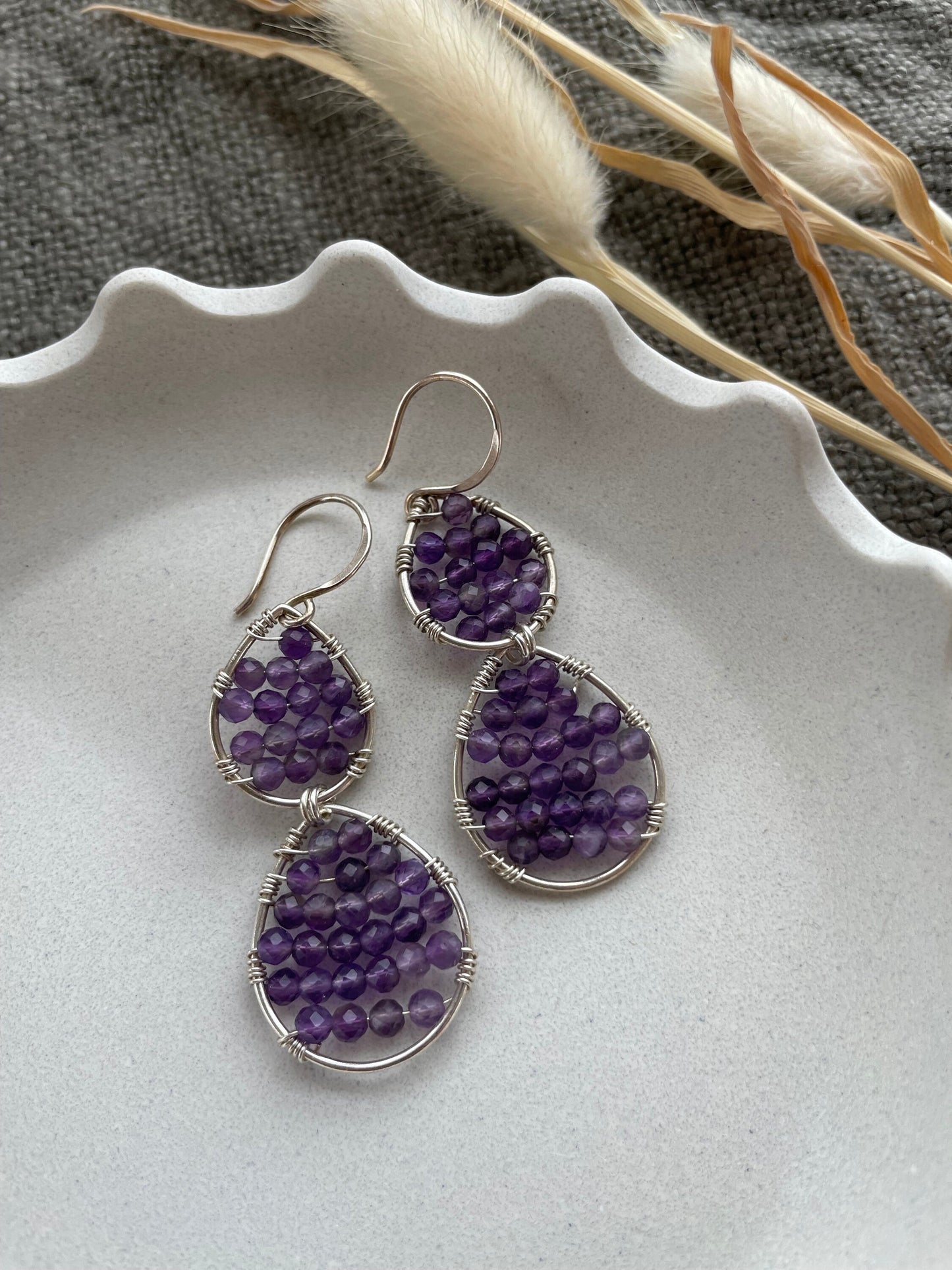 Double Amethyst Teardrop Earrings