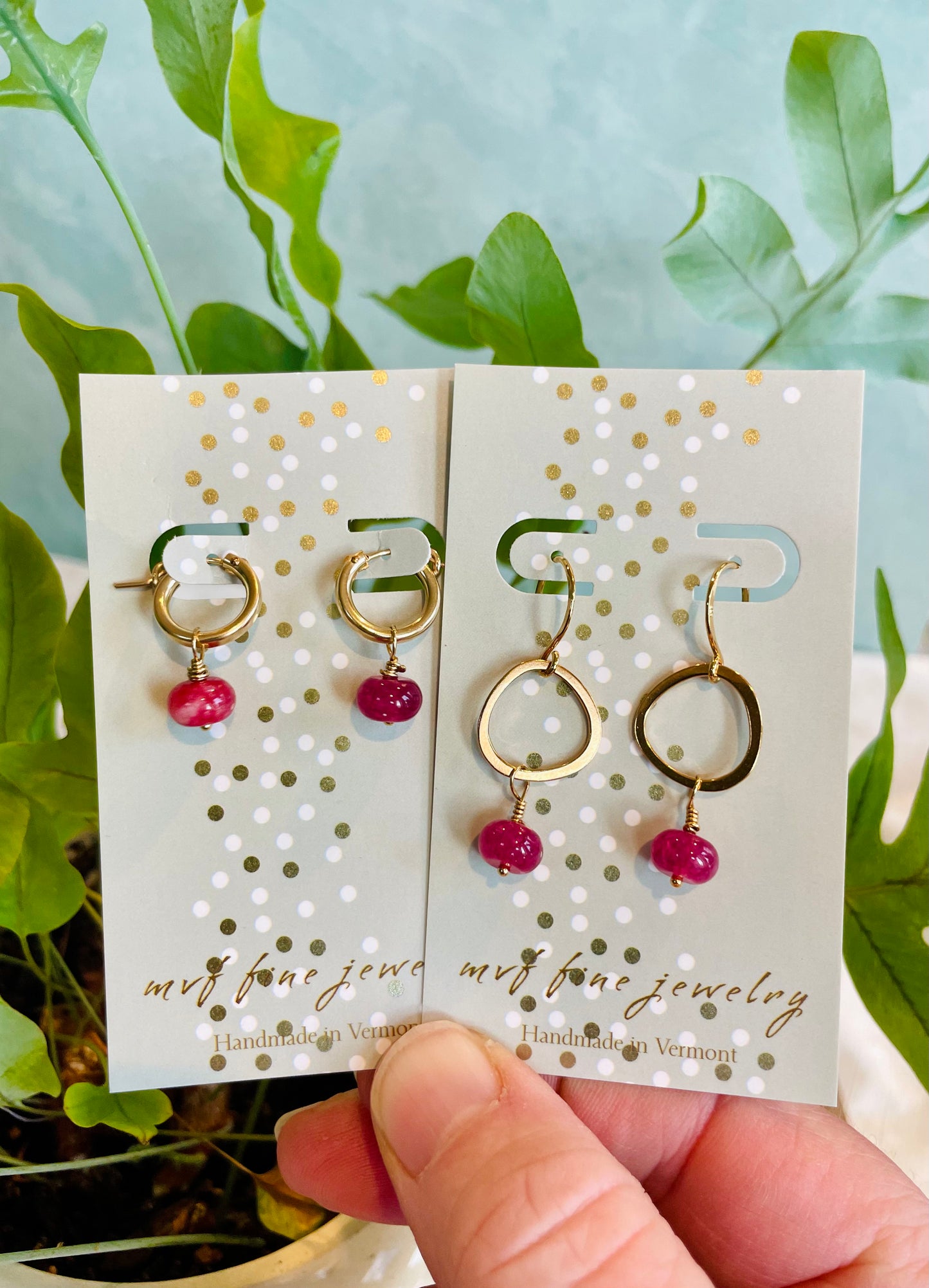 Organic Circle Gem Drop Earrings