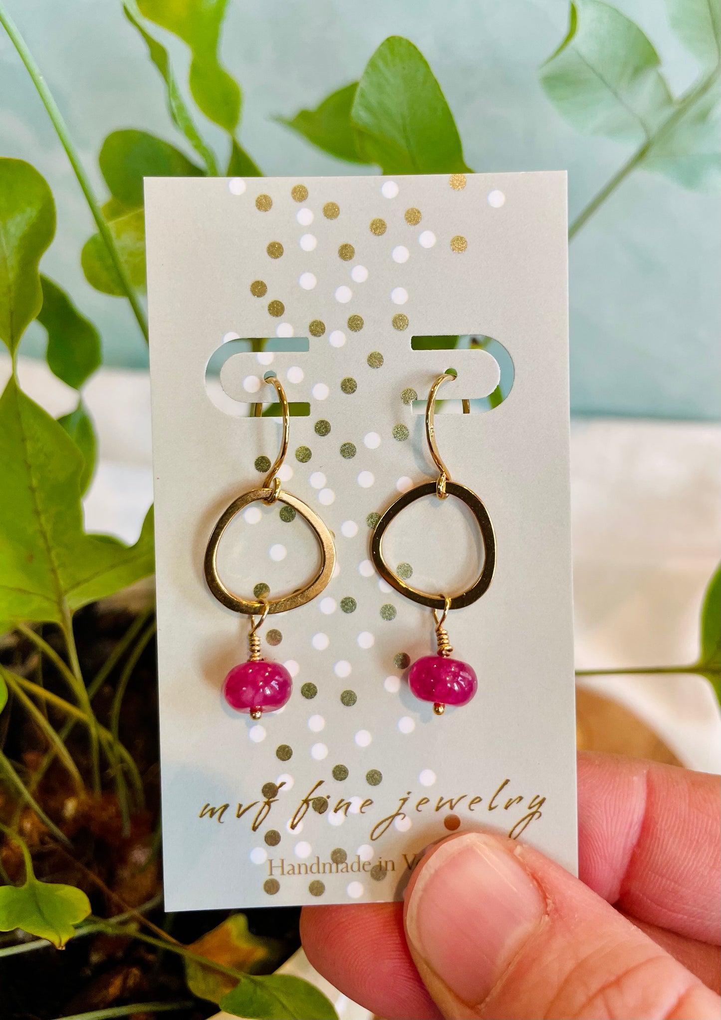 Organic Circle Gem Drop Earrings