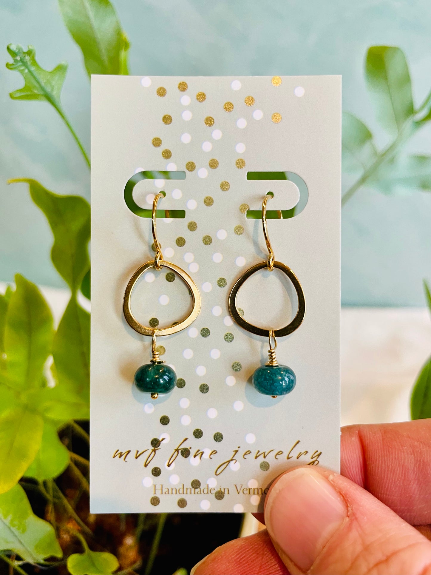 Organic Circle Gem Drop Earrings