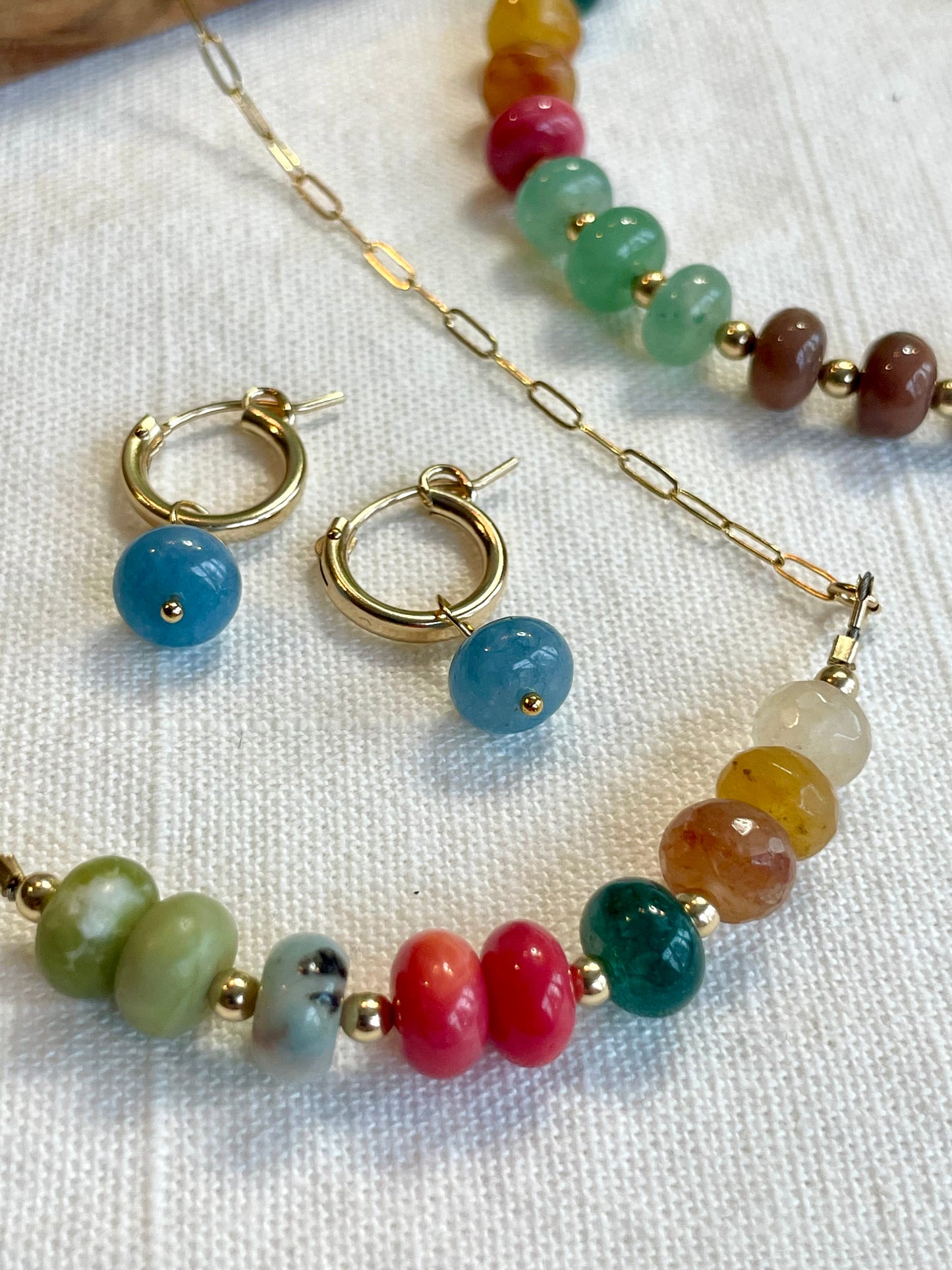 Candy Colored Gemstone Bar Necklace