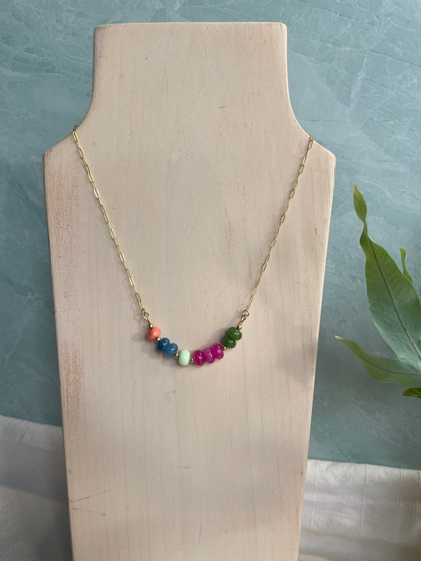 Candy Colored Gemstone Bar Necklace
