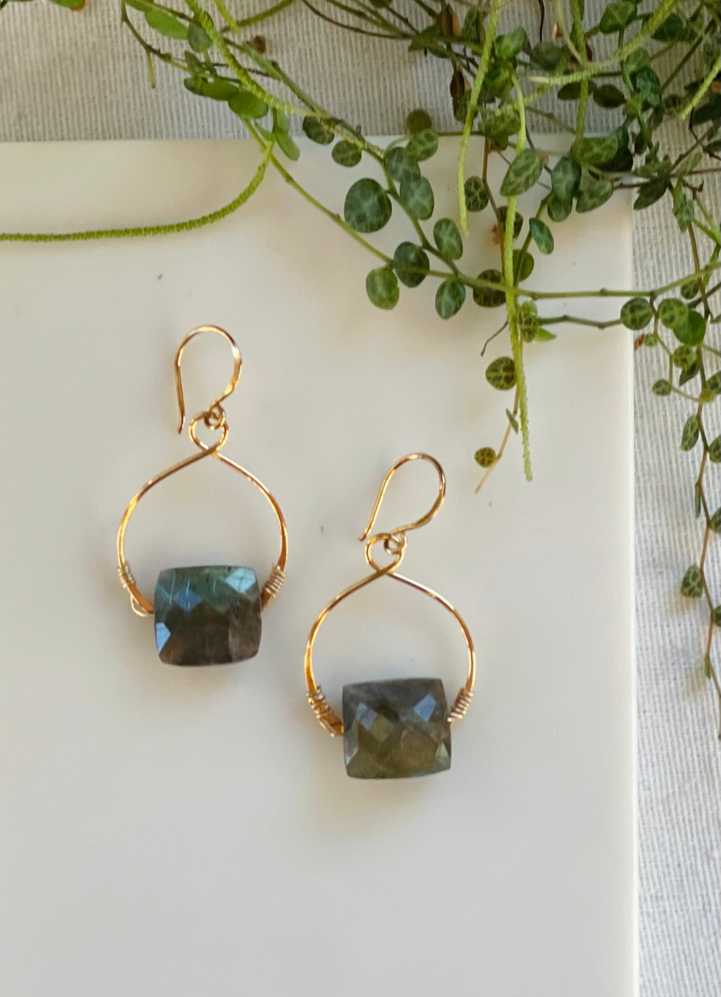 Large Labradorite Hoop Earrings