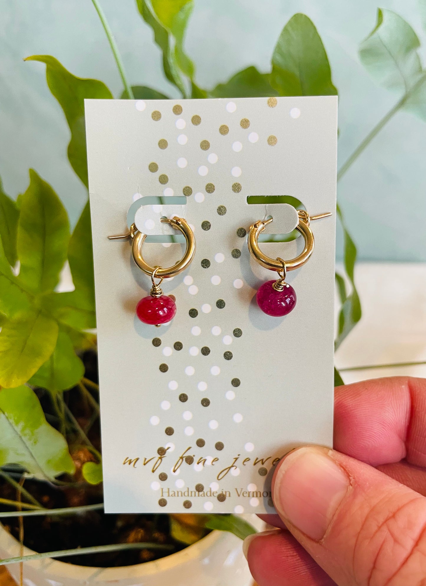 Gemstone Drop Huggie Earrings