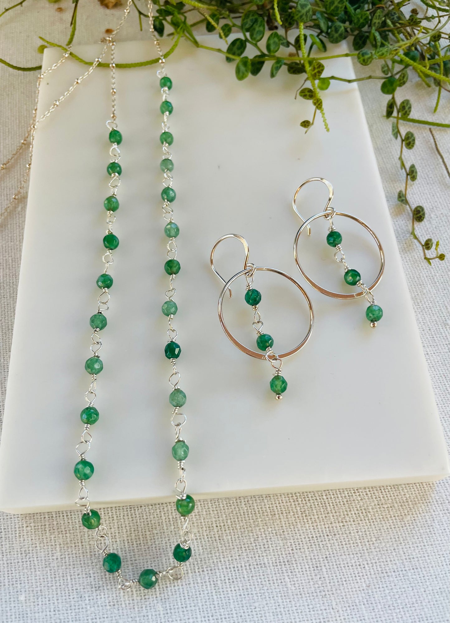 Long Delicate Aventurine Chain Necklace