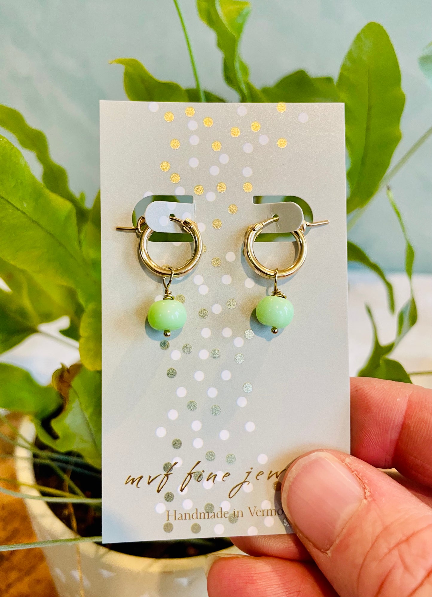 Gemstone Drop Huggie Earrings