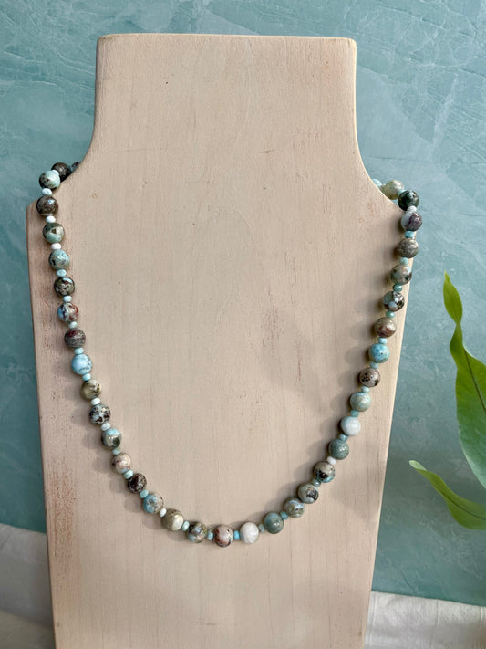 Beaded Larimar Smaller Necklace