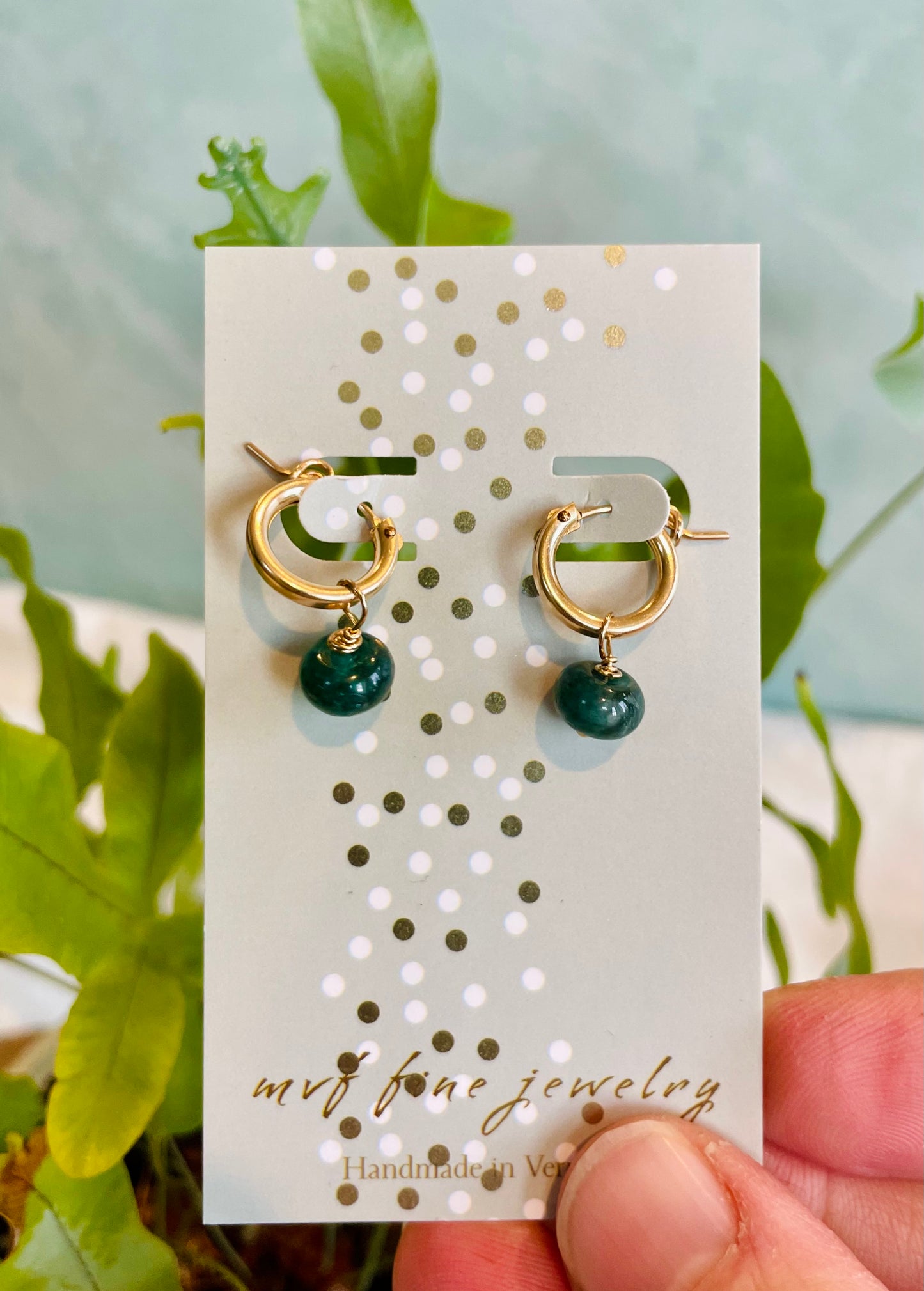 Gemstone Drop Huggie Earrings