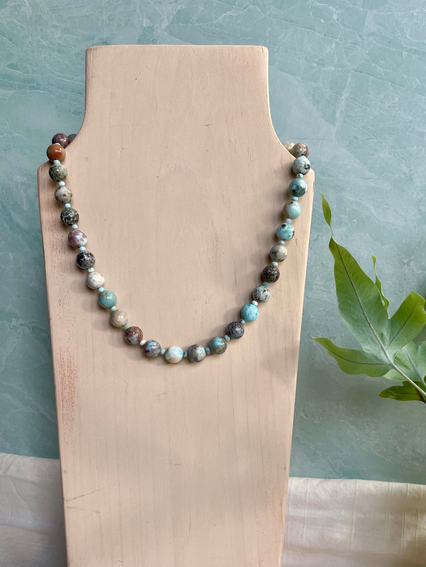 Beaded Larimar Statement Necklace