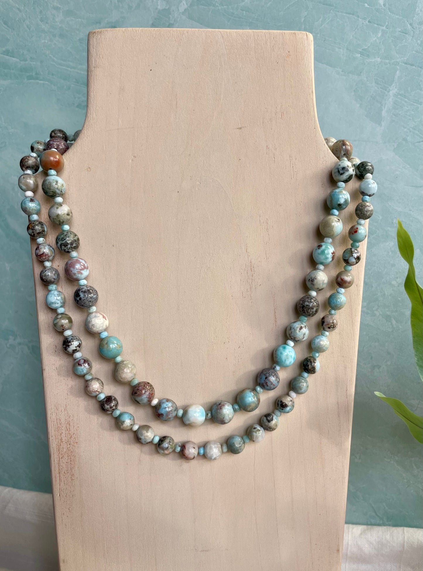 Beaded Larimar Statement Necklace
