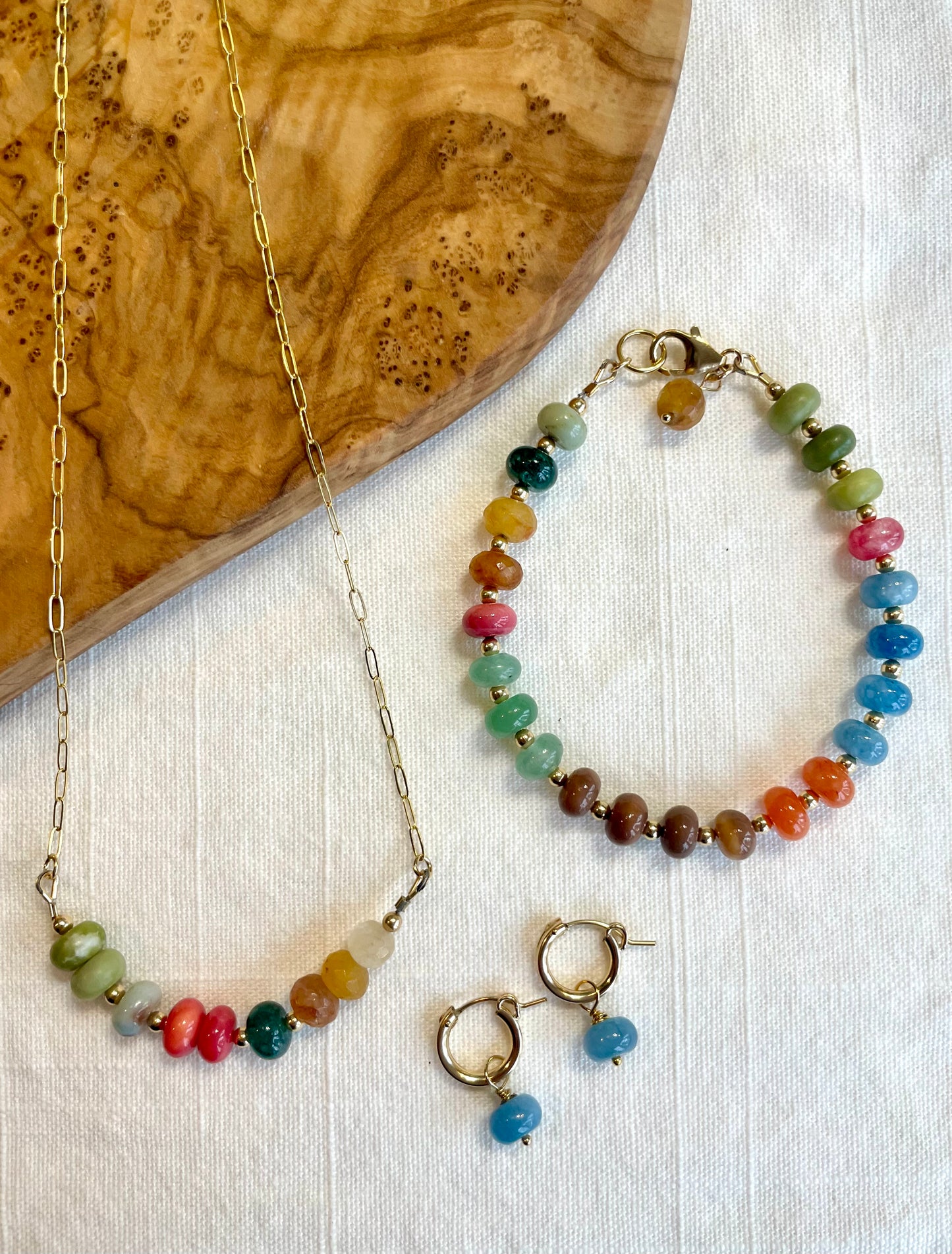 Candy Colored Gemstone Bar Necklace