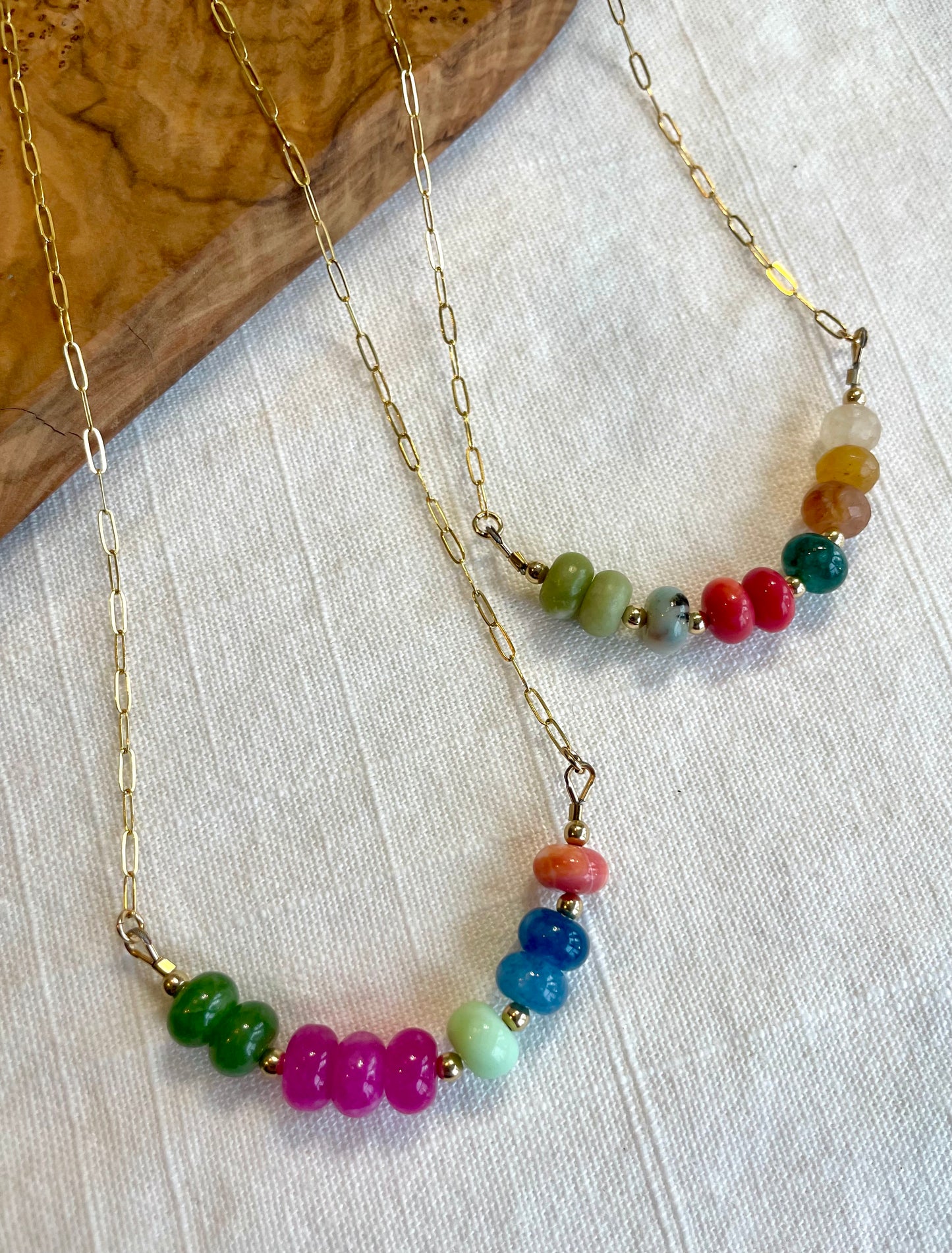 Candy Colored Gemstone Bar Necklace