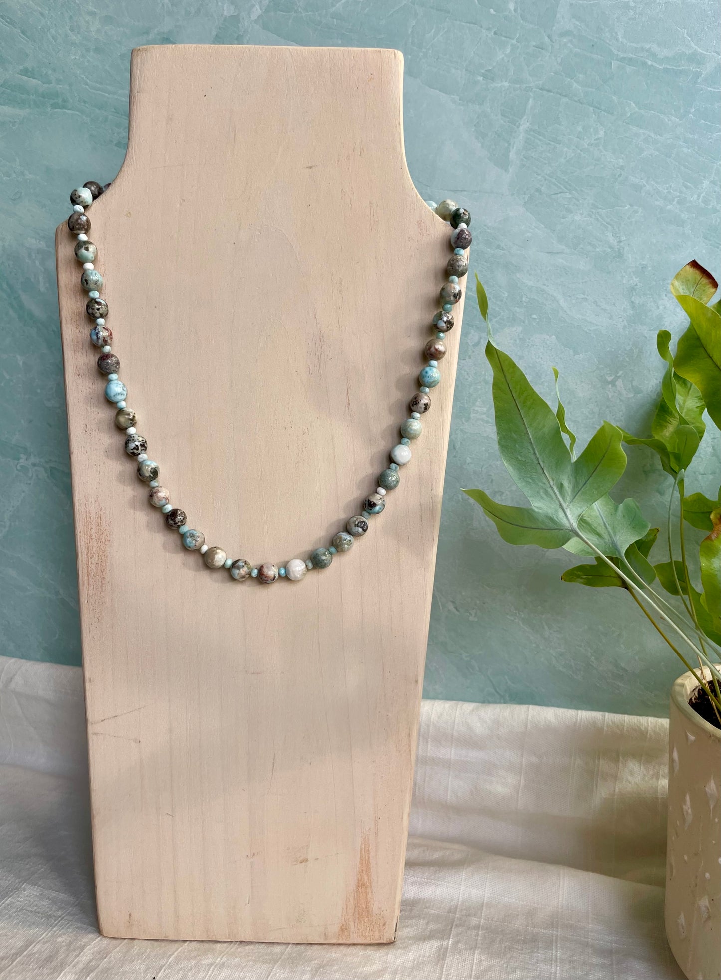 Beaded Larimar Smaller Necklace
