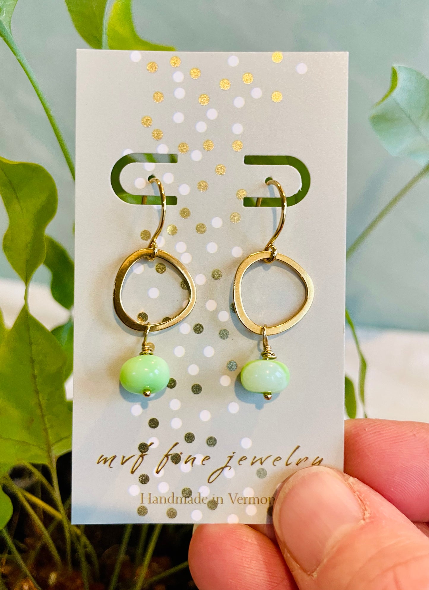 Organic Circle Gem Drop Earrings