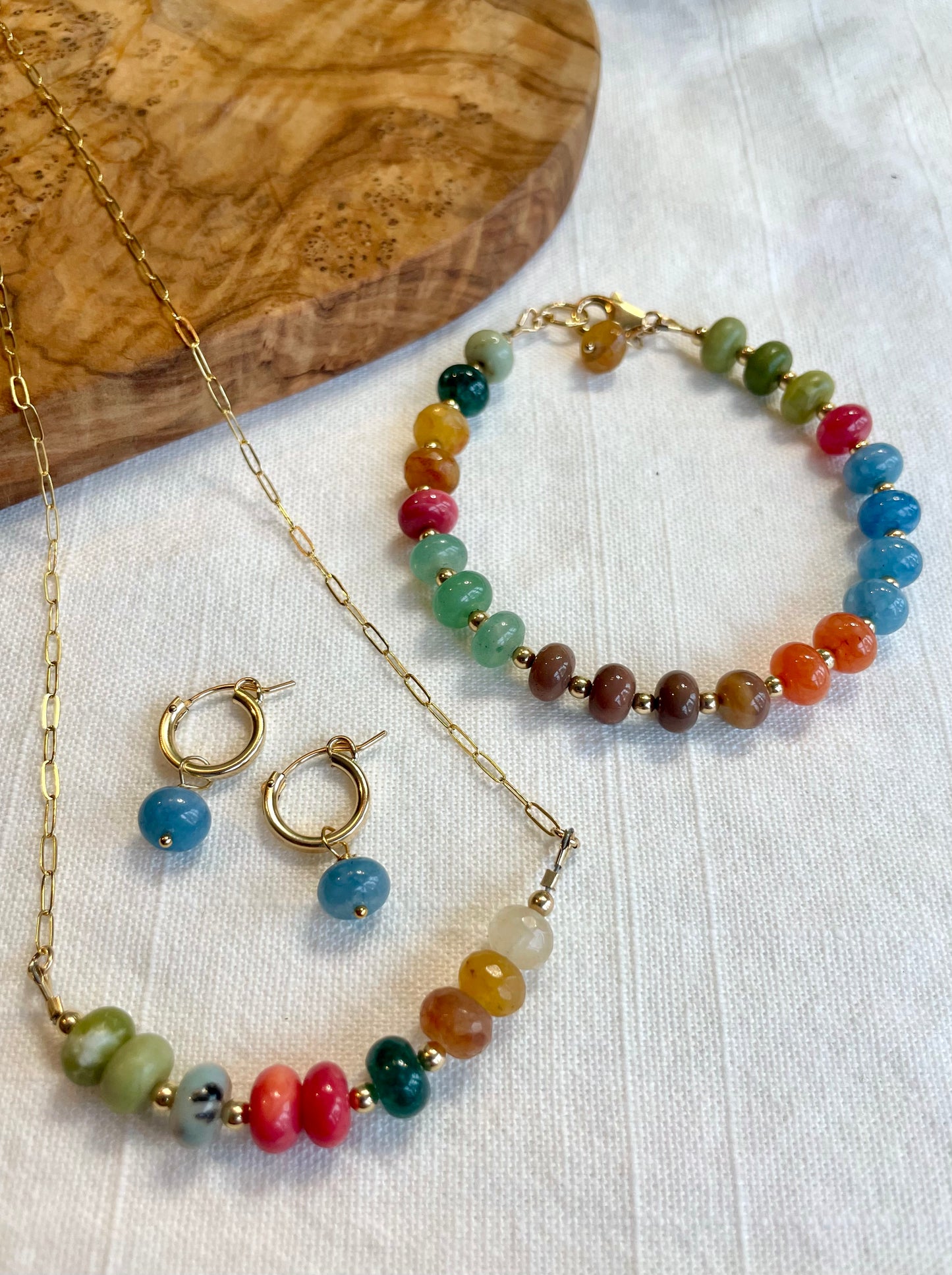 Candy Colored Gemstone Bar Necklace