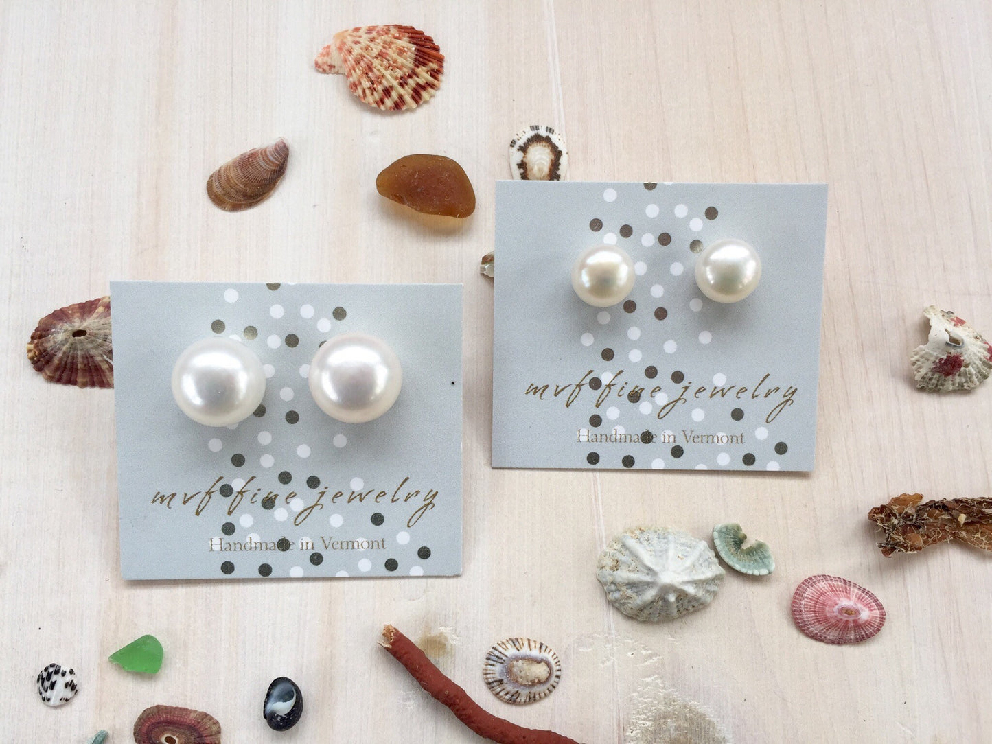 Jumbo White Freshwater Pearl Stud Earrings