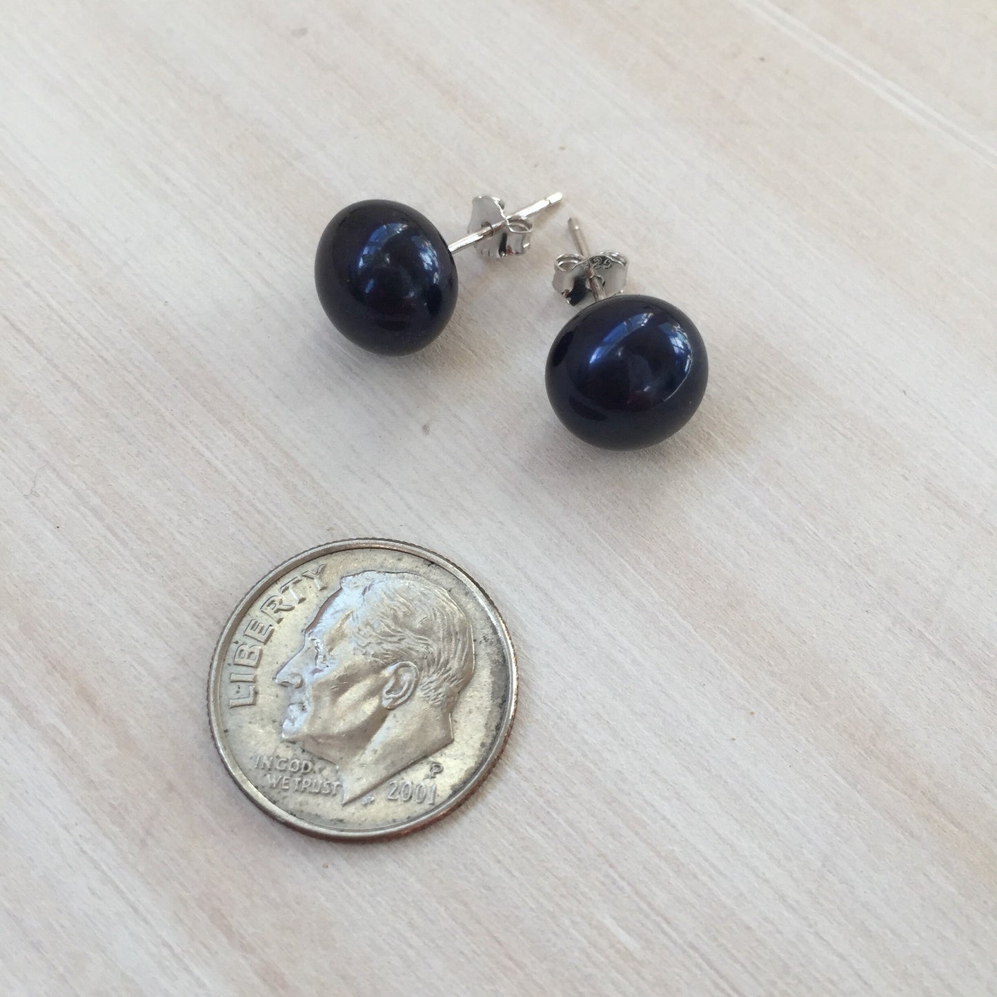 Black Pearl Stud Earrings