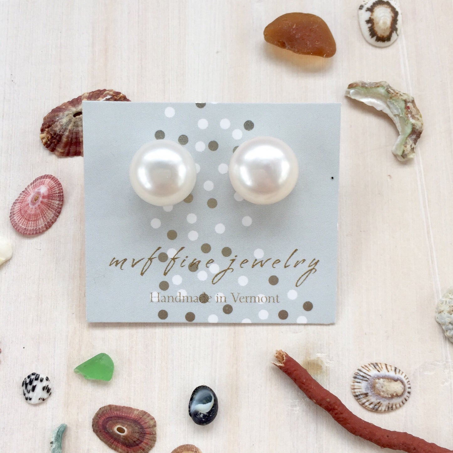 Jumbo White Freshwater Pearl Stud Earrings