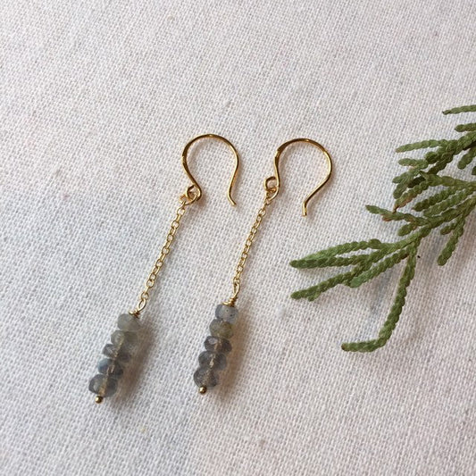 Labradorite and Gold Chain Earrings