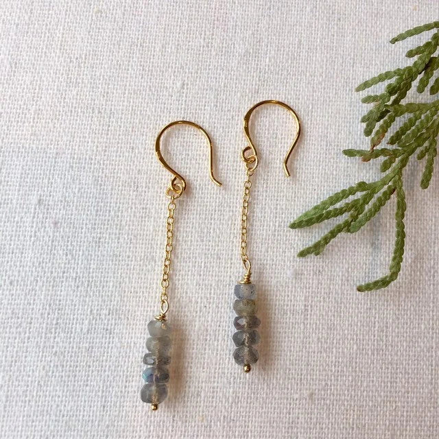 Labradorite and Gold Chain Earrings