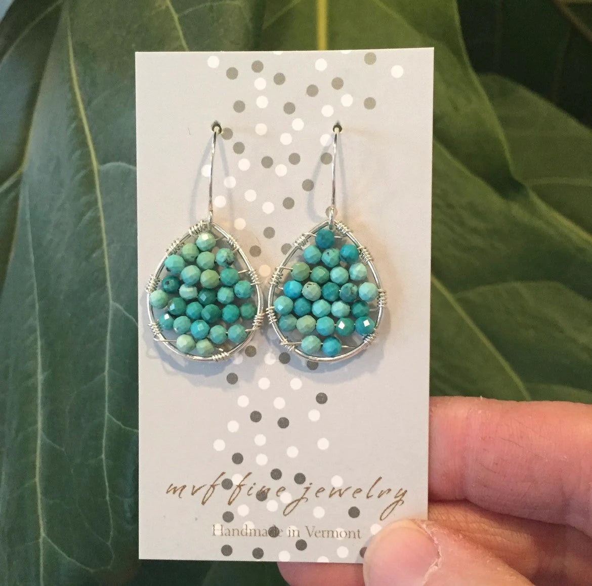 Mini Turquoise and Silver Teardrop Earrings