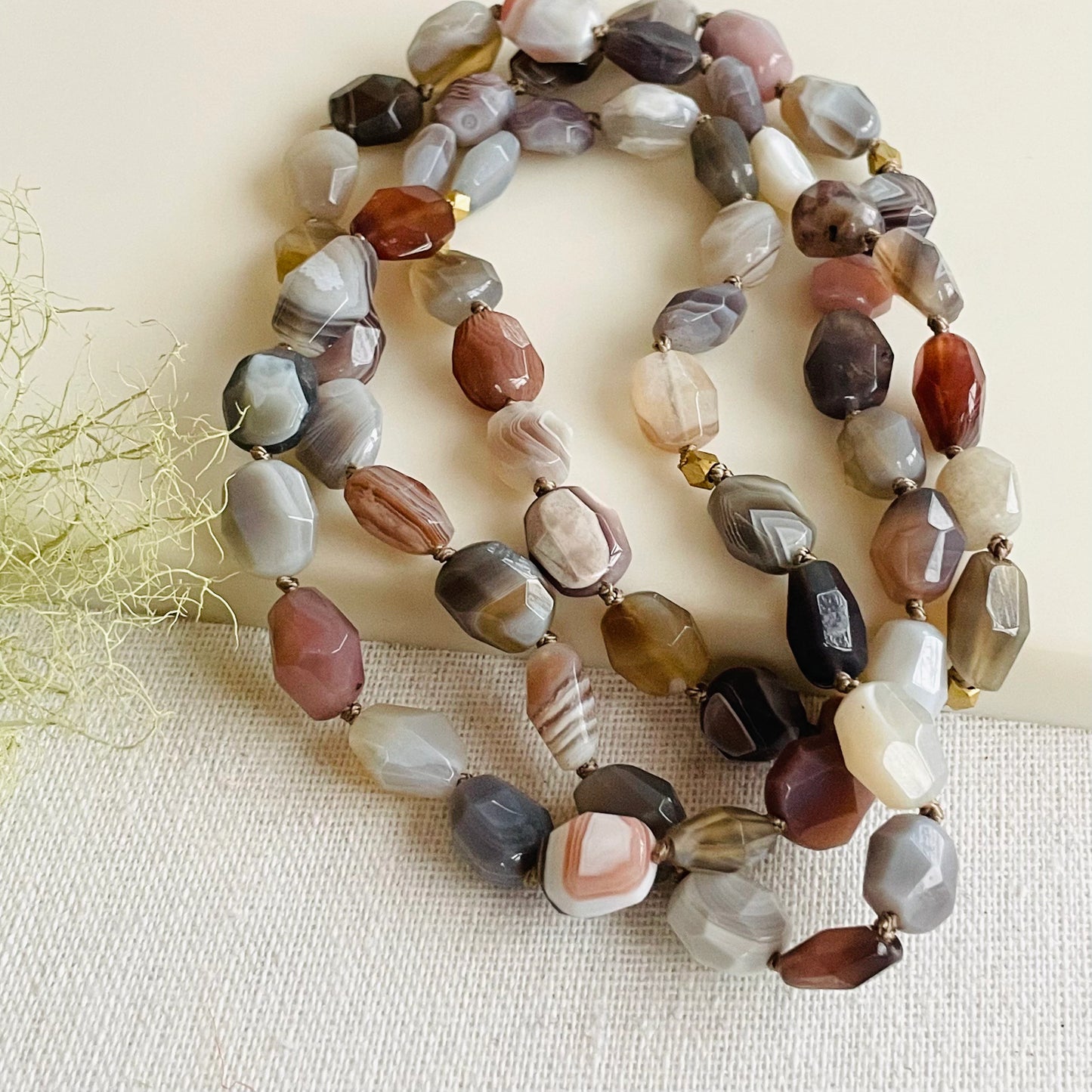 Hand Knotted Botswana Agate Necklace