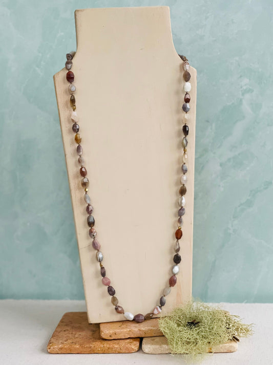 Hand Knotted Botswana Agate Necklace