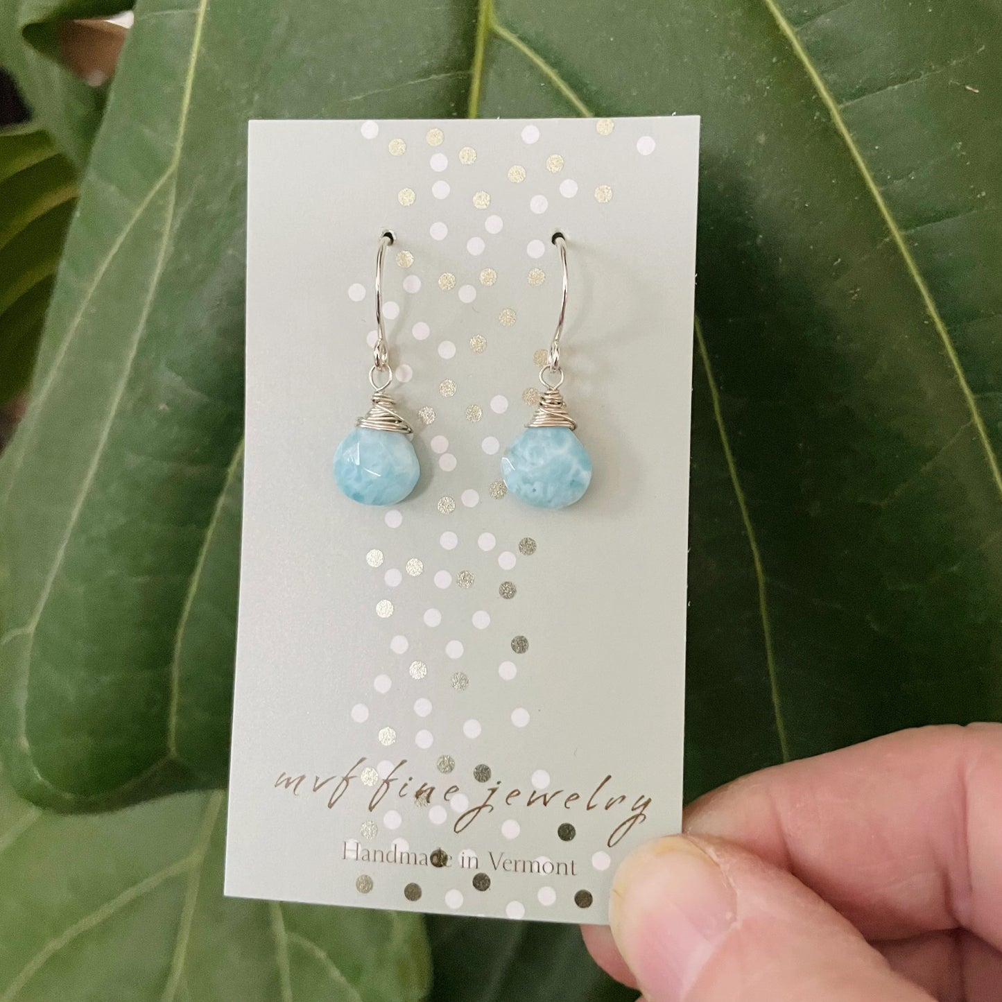 Simple Larimar Drop Earrings