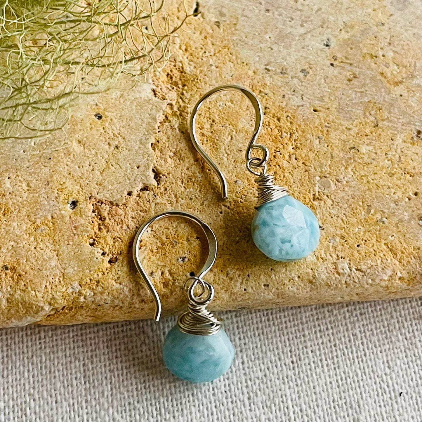 Simple Larimar Drop Earrings